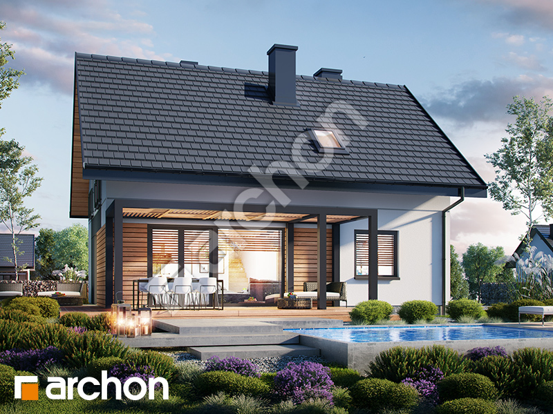 Dom w malinówkach 11 - wizualizacja elewacji ogrodowej