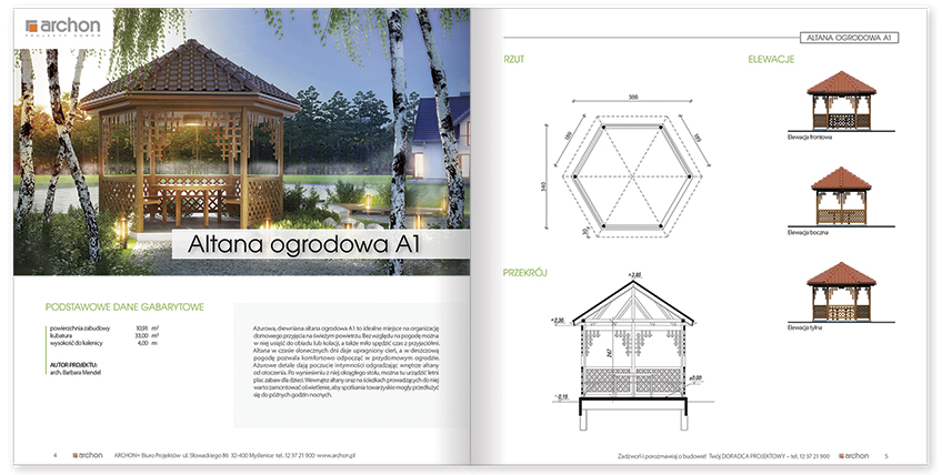 Projekt altany ogrodowej A1