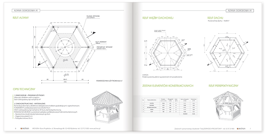 Projekt altany ogrodowej A1