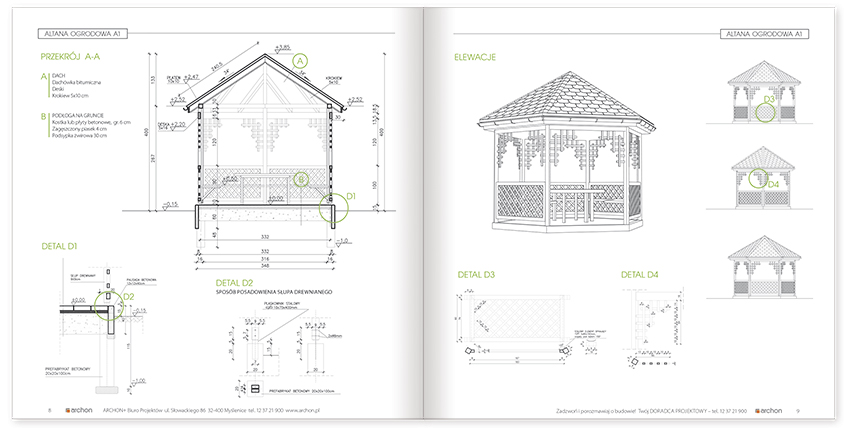 Projekt altany ogrodowej A1