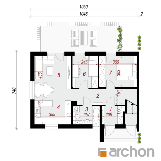 Gotowy projekt Dom w halezjach (R2B) - rzut parteru