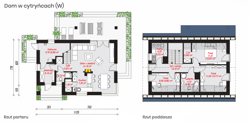 Gotowy projekt Dom w cytryńcach (W) - rzut parteru