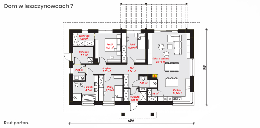 Gotowy projekt Dom w leszczynowcach 7 - rzut parteru