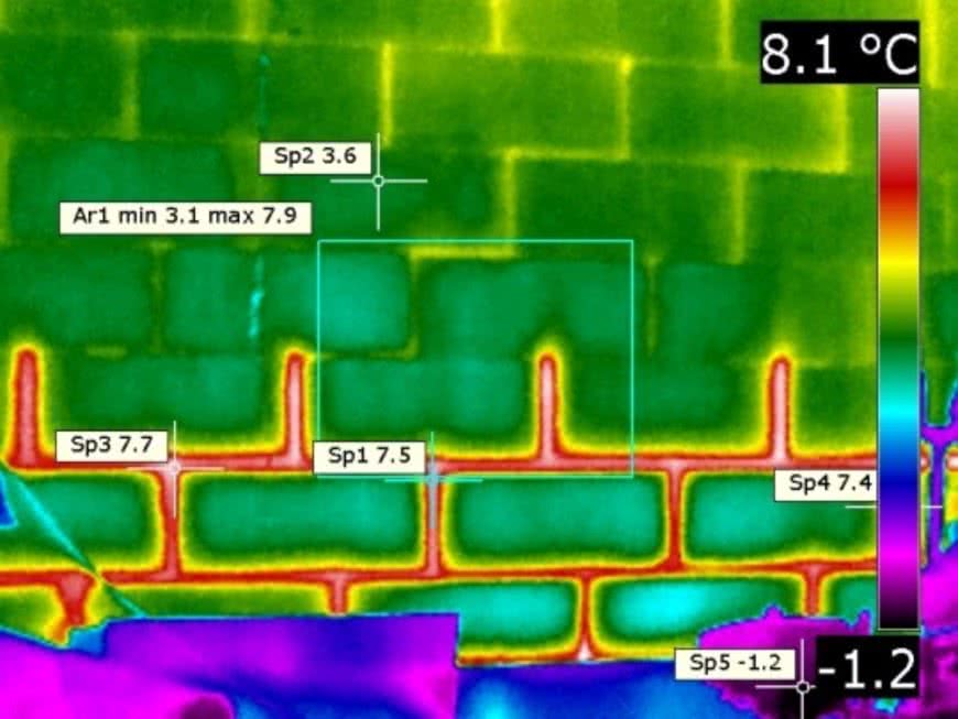 porównanie zapraw na zdjęciu termowizyjnym