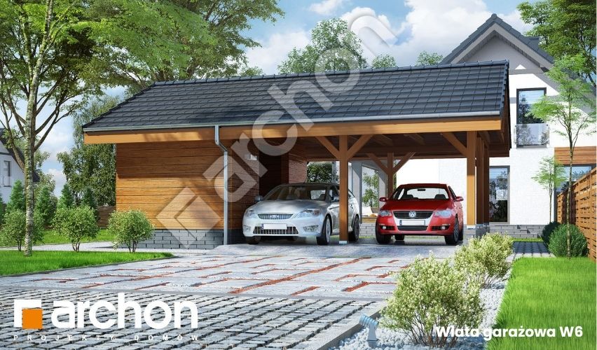 projekt Wiata garażowa W6