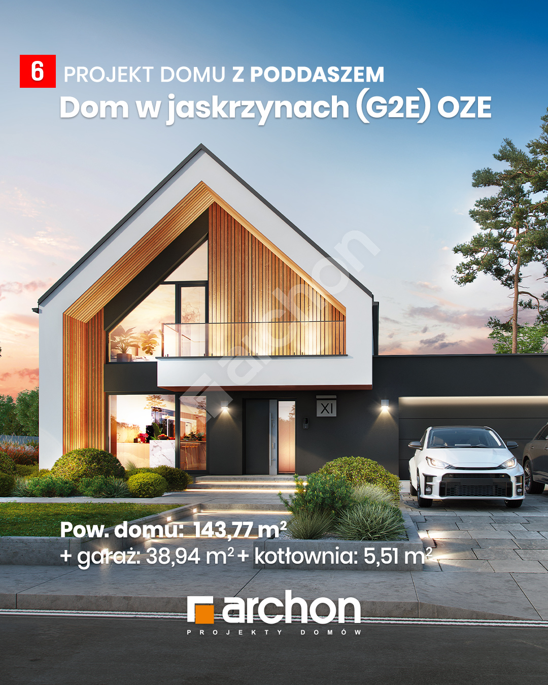 Gotowy projekt Dom w jaskrzynach (G2E) OZE 