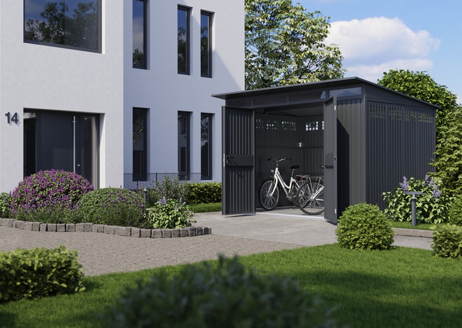 Rowery przechowywane w domku ogrodowym
