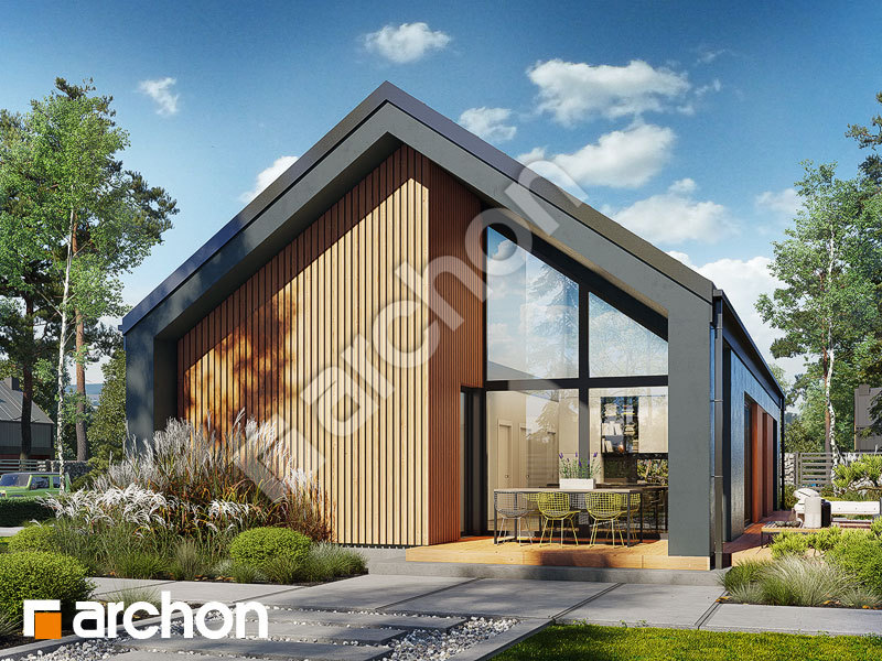 Dom w kosaćcach 9 (N) - wizualizacja elewacji frontowej