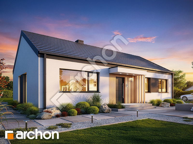 Dom w kruszczykach 20 (E) OZE - wizualizacja elewacji frontowej