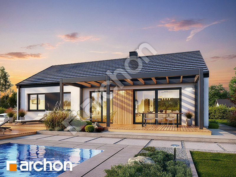 Dom w kruszczykach 20 (E) OZE - wizualizacja elewacji ogrodowej