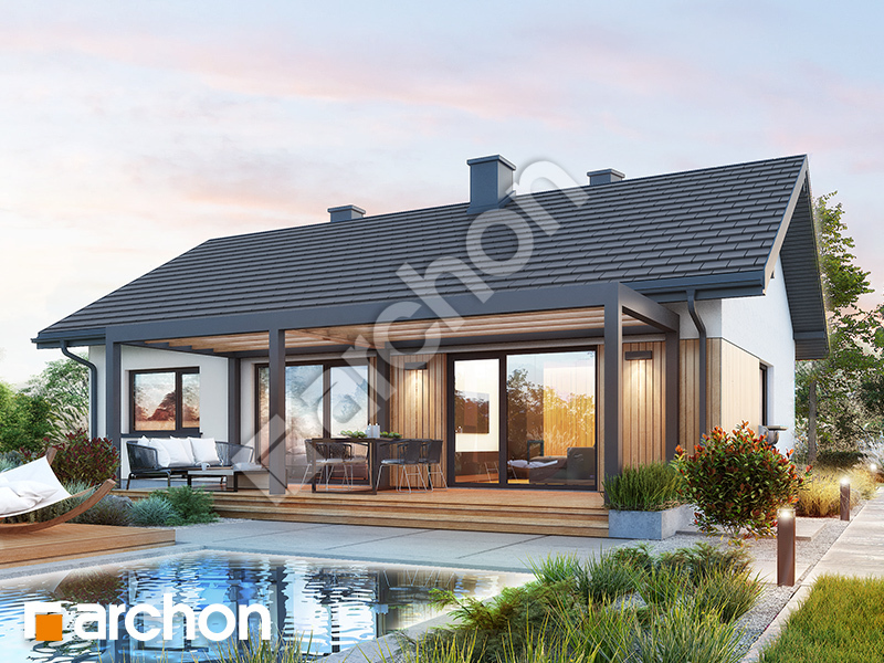 Dom w kruszczykach 22 - wizualizacja elewacji ogrodowej