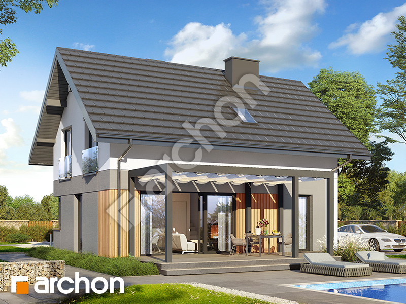 Dom w manuce - wizualizacja elewacji ogrodowej