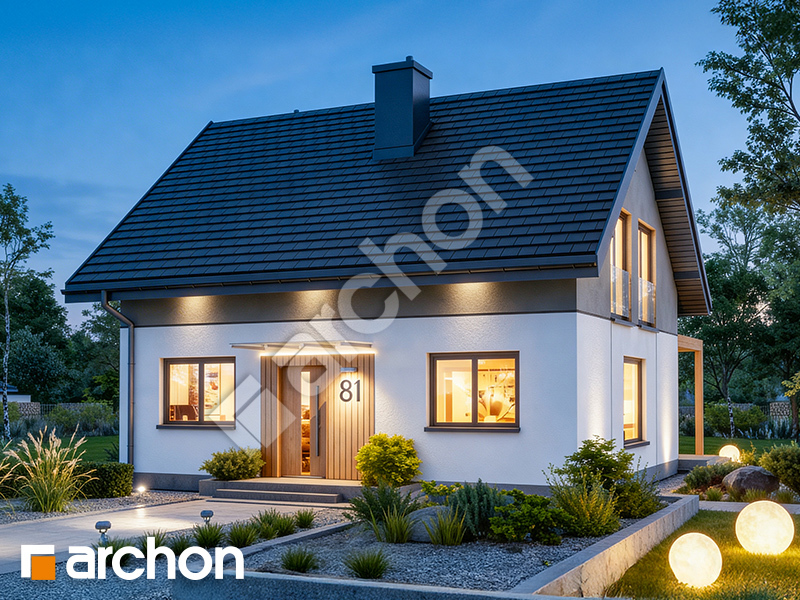 Dom w zielistkach 23 - wizualizacja elewacji frontowej