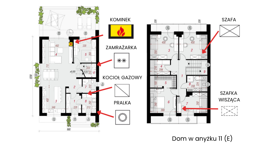 Oznaczenia na rzutach Dom w anyżku 11(E)